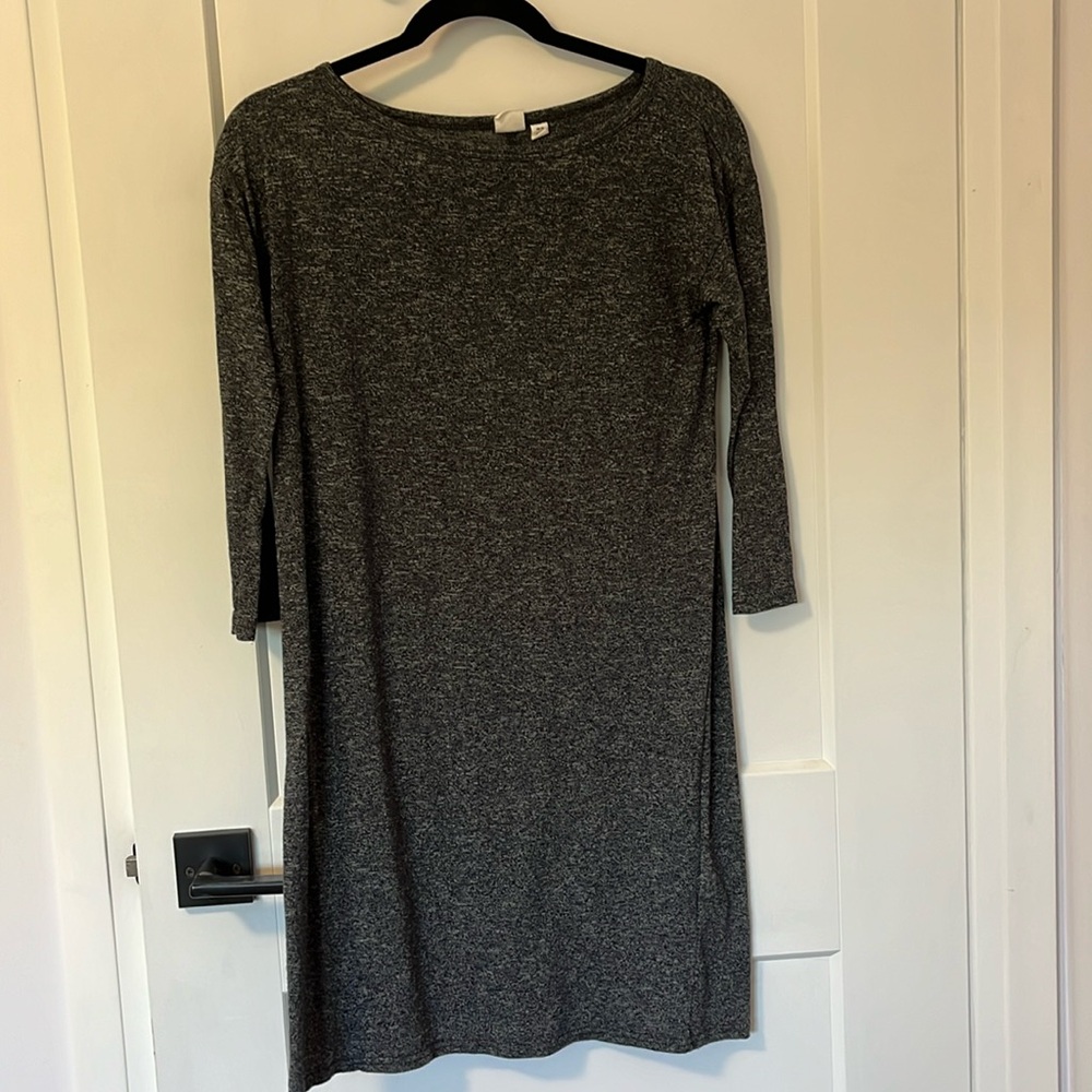 GAP Black Heathered Long Sleeve Dress